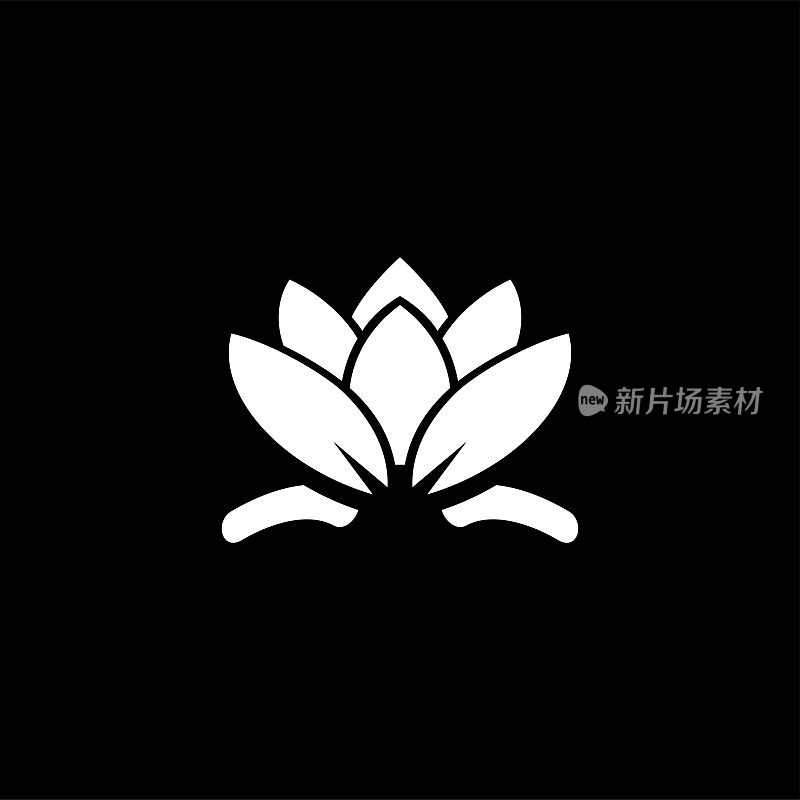 Water Lily Icon On Black Background. Black Flat Style Vector Illustration.